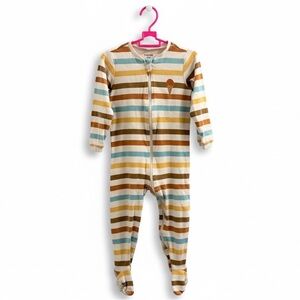 Pekkle | Striped Unisex Baby One Piece Footie Pajama with Embroidered Ice Cream